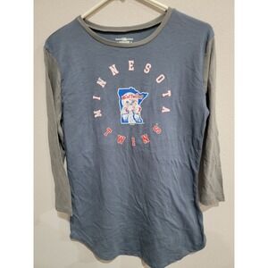 Official MLB Minnesota Twins Women's S 3/4 Sleeve Soft Blend T Shirt Blue NWOT